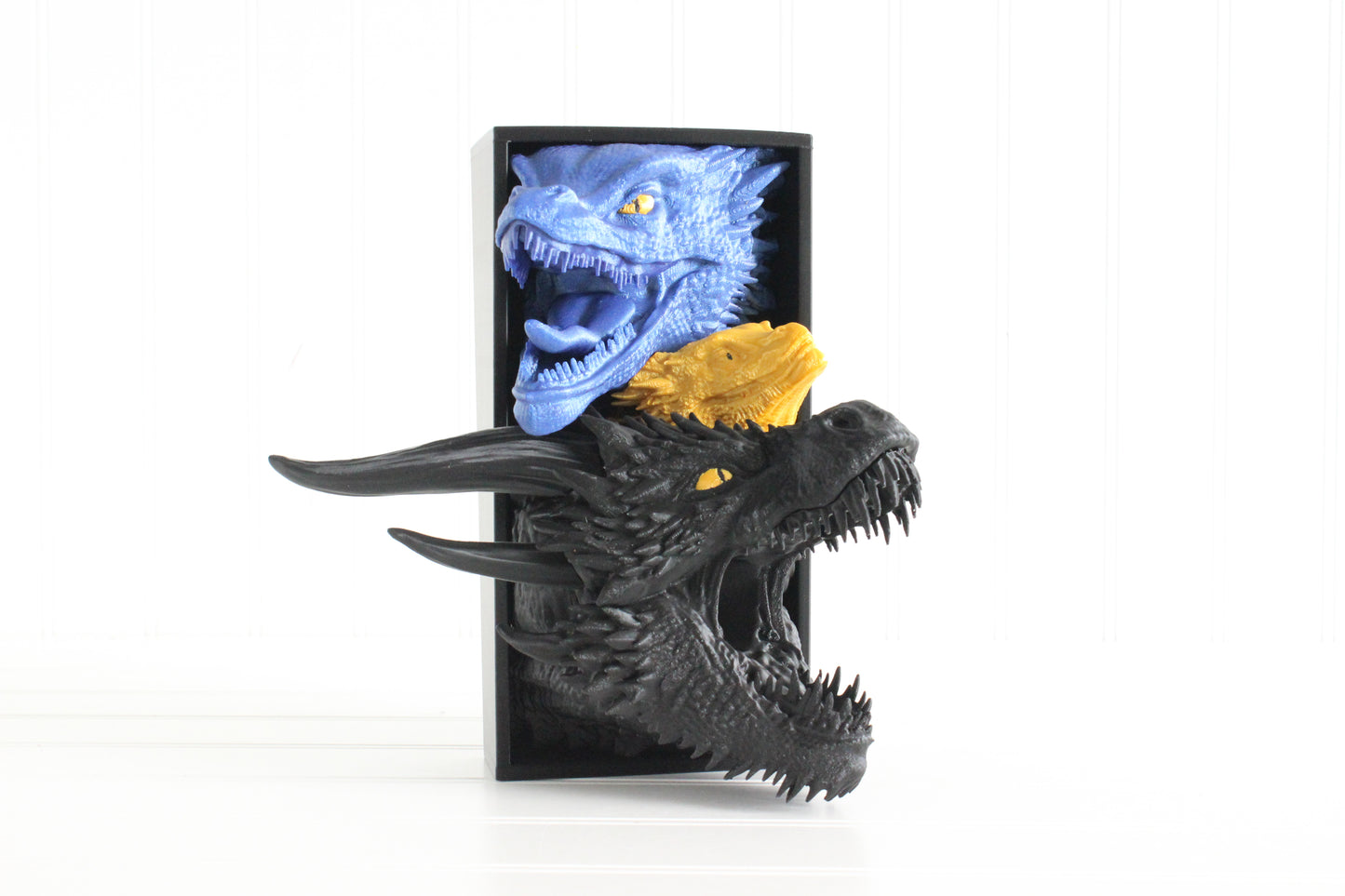 Dragon Book Nook, Dragon Bookshelf Decor, 3D Print, 3 Dragon Heads