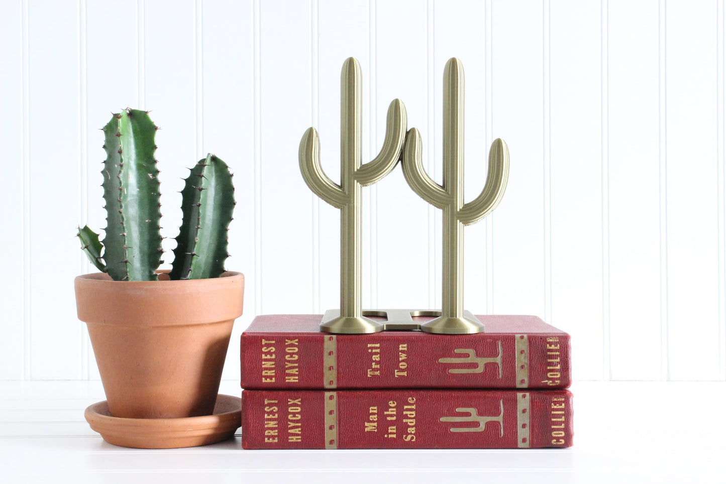 Cactus Bookend, Cacti, Southwestern Desert, Country Home Decor