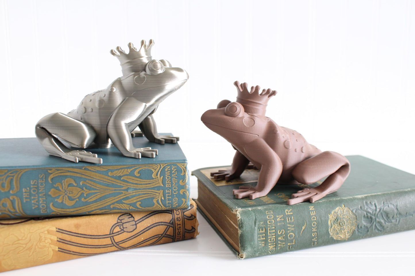 Frog Prince Figurine, Frog King with Crown, Fairytale Nursery Decor