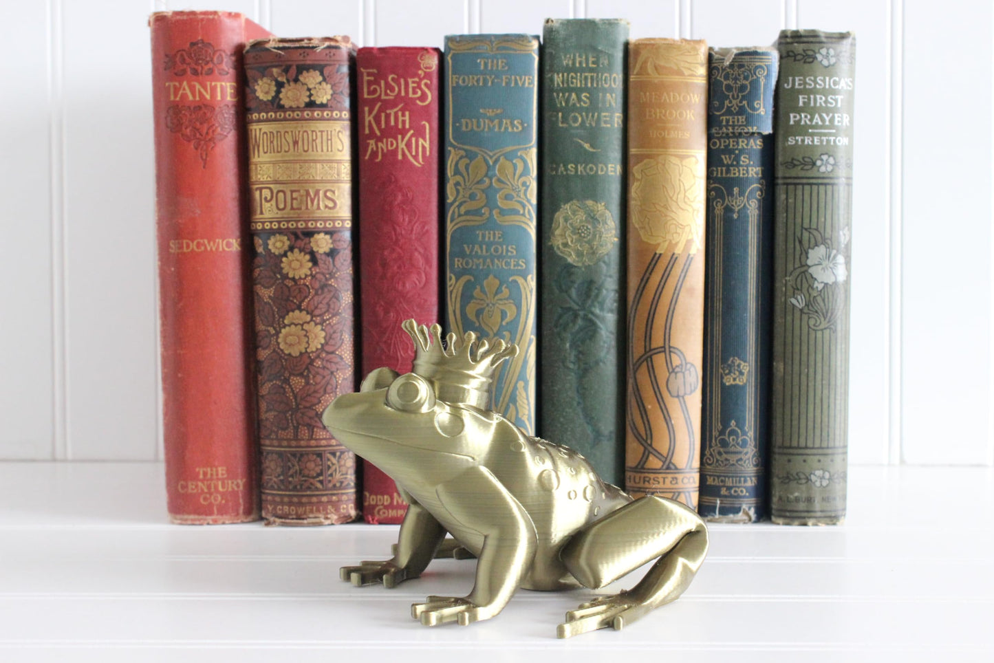 Frog Prince Figurine, Frog King with Crown, Fairytale Nursery Decor