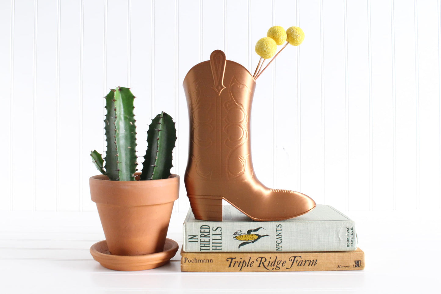 Cowboy Boot Figurine, Country Western Home Decor, Gifts for Cowgirls, Boot Vase