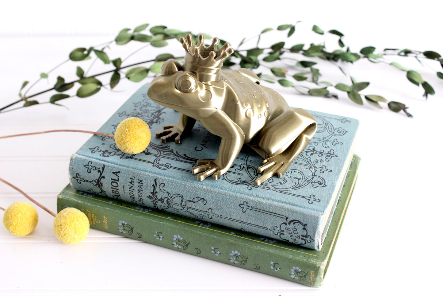 Frog Prince Figurine, Frog King with Crown, Fairytale Nursery Decor