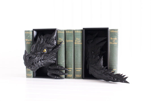 Dragon Book Nook SET, Dragon Tail and Head, Bookshelf Decor, 3D Print, Bookish
