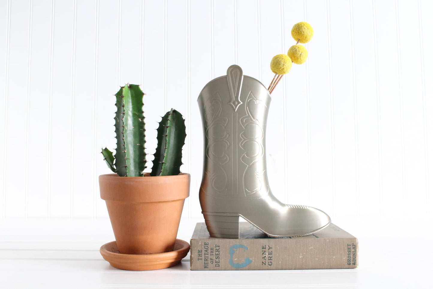 Cowboy Boot Figurine, Country Western Home Decor, Gifts for Cowgirls, Boot Vase