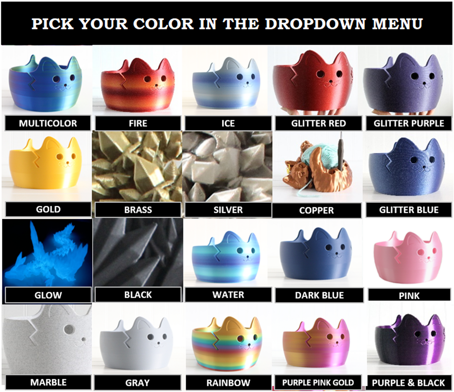 Cat Yarn Bowl, Knitting Bowl, Crochet Yarn Holder, 3d Print