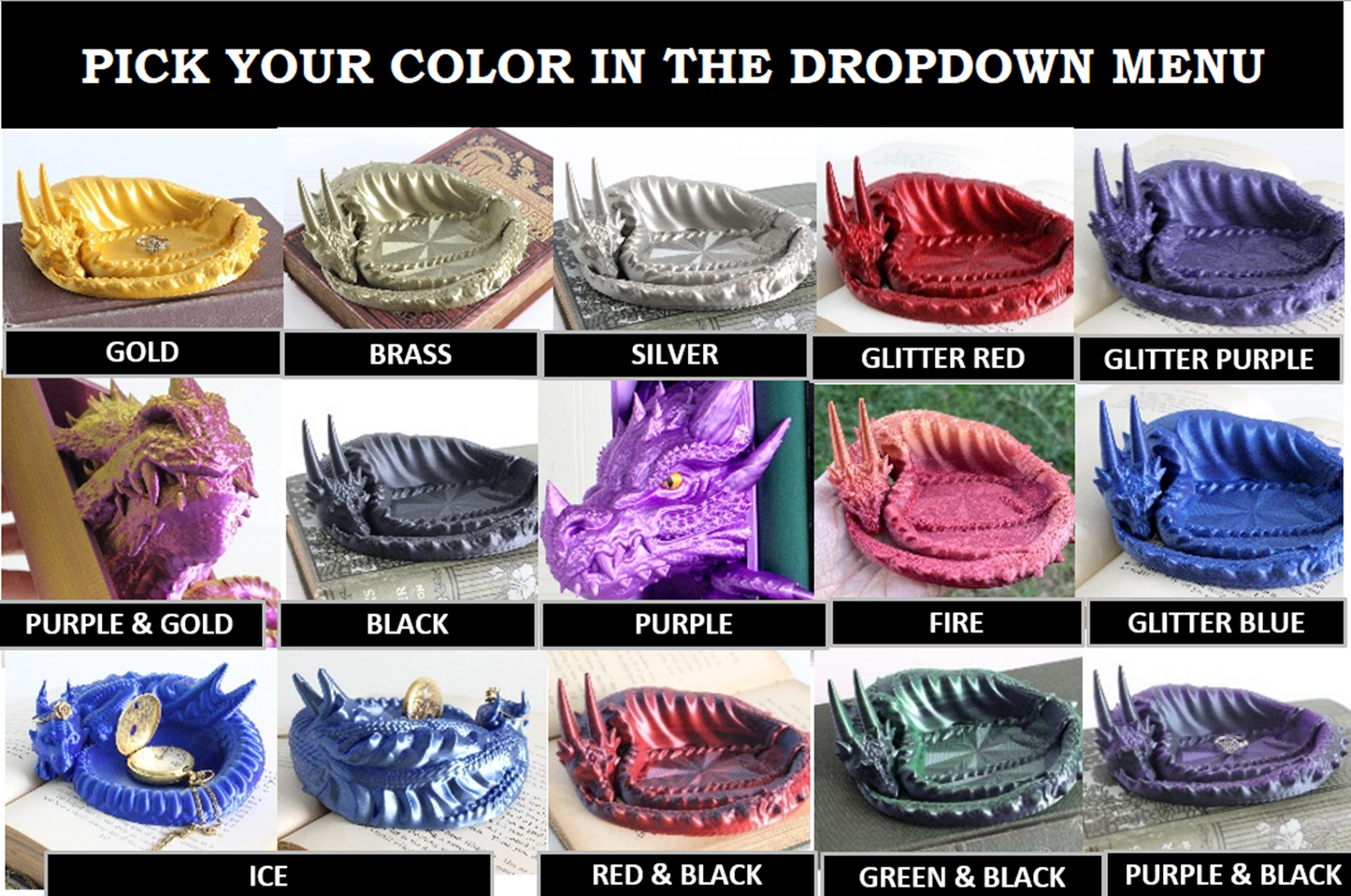 Dragon Jewelry Tray, Dragon Guardian, Ring Holder, 3D Print