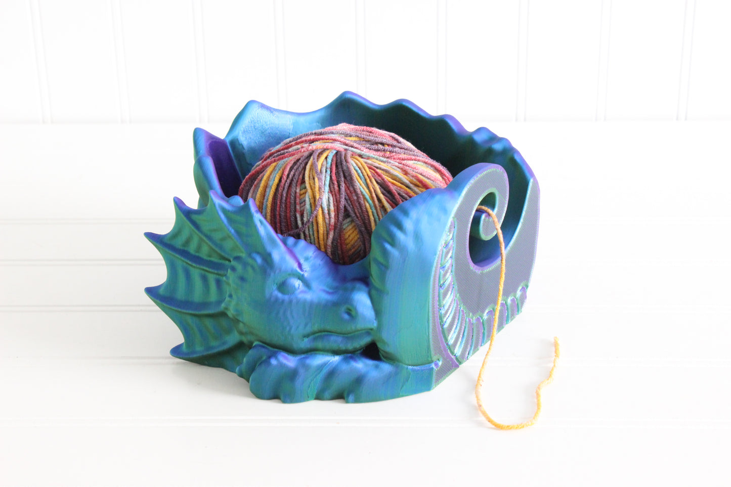Aqua Dragon Yarn Bowl, Knitting Bowl, Crochet Yarn Holder, 3d Print