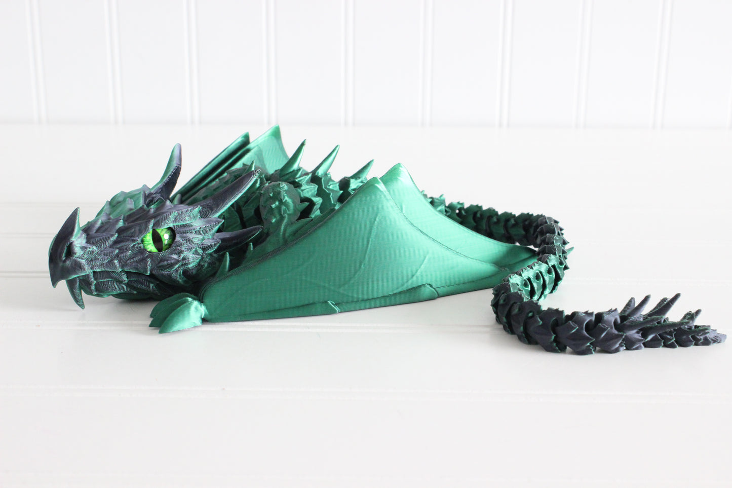 Dragon, Wyvern Dragon with Wings, Bookshelf Decor, 3D Print Articulated Fidget