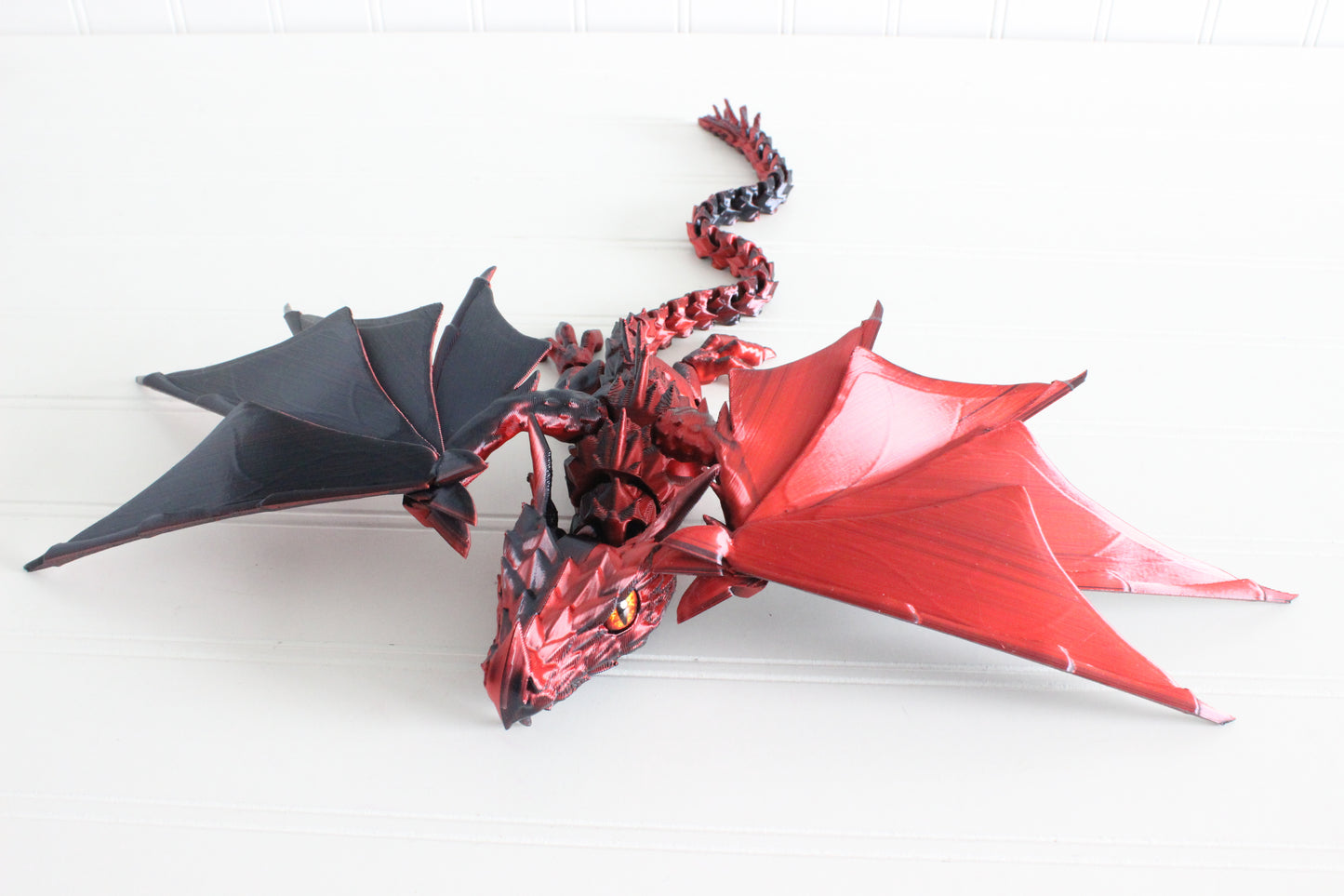 Dragon, Wyvern Dragon with Wings, Bookshelf Decor, 3D Print Articulated Fidget