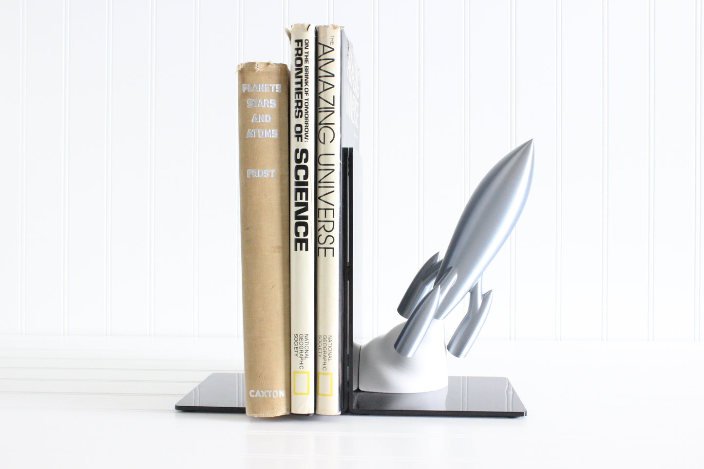 Rocket Ship Bookend, Outerspace Space Age, Astronomy Astronaut, Bookshelf Decor