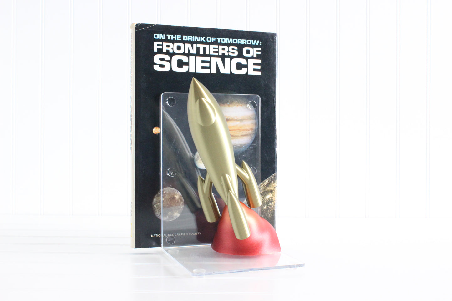 Rocket Ship Bookend, Outerspace Space Age, Astronomy Astronaut, Bookshelf Decor