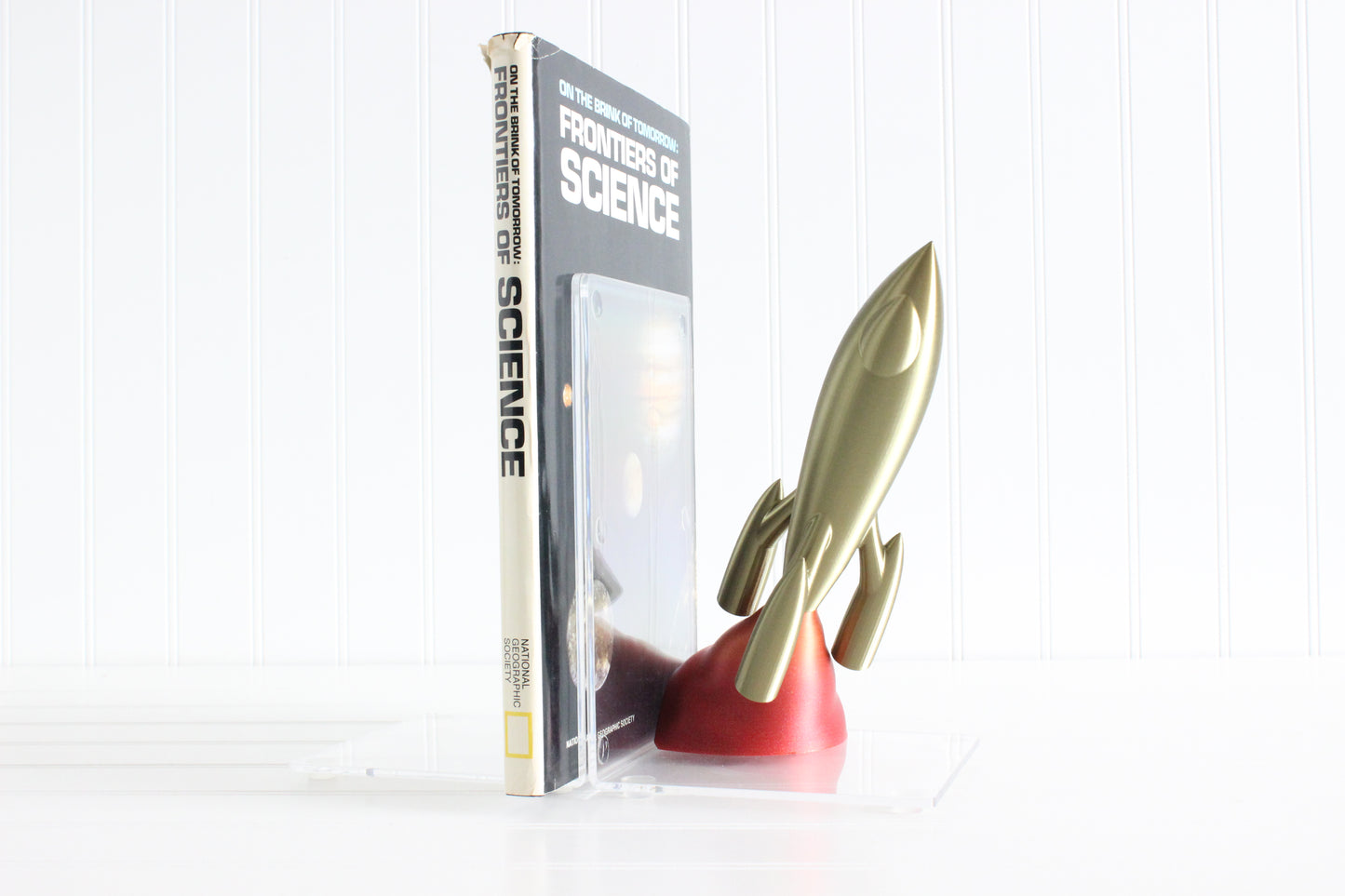 Rocket Ship Bookend, Outerspace Space Age, Astronomy Astronaut, Bookshelf Decor