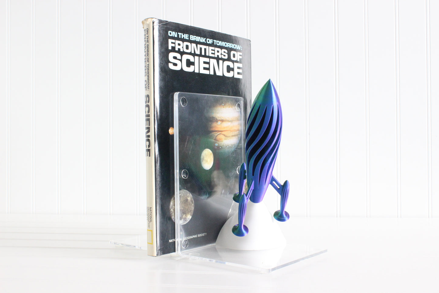 Rocket Ship Bookend, Outerspace Space Age, Astronomy Astronaut, Bookshelf Decor