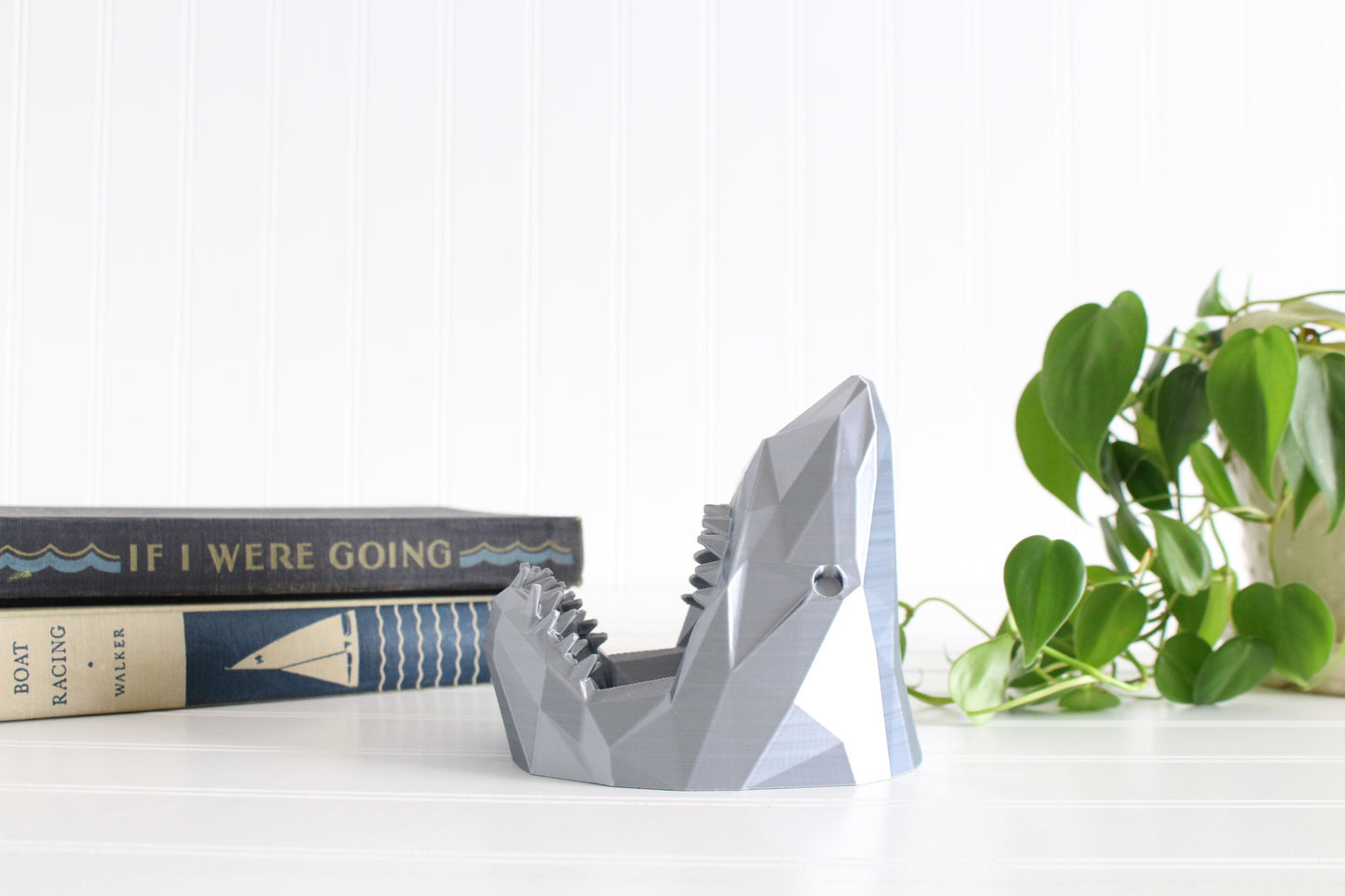Shark Phone Stand, Planter, Candle Holder, Great White Shark 3D Print