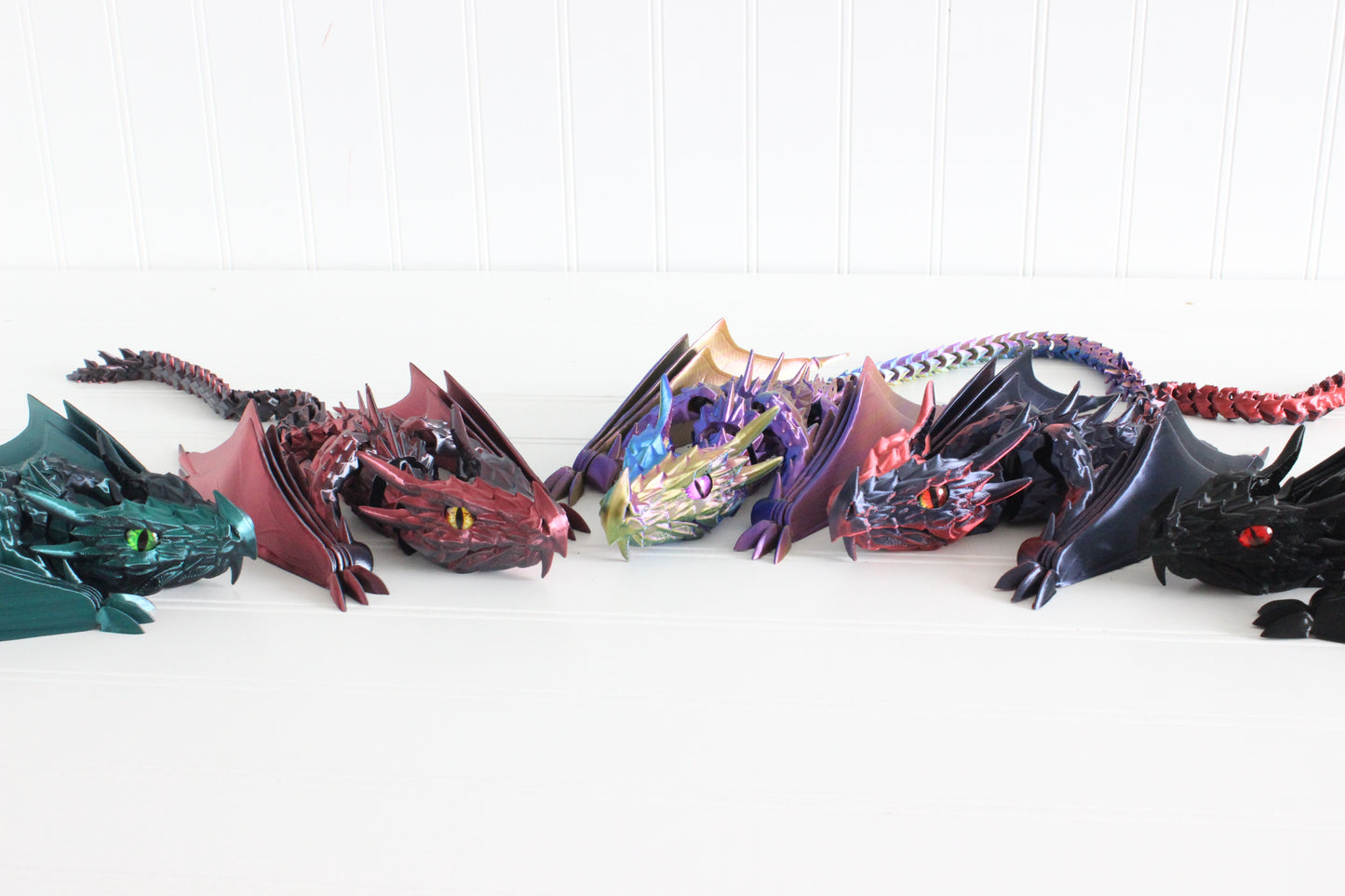Dragon, Wyvern Dragon with Wings, Bookshelf Decor, 3D Print Articulated Fidget