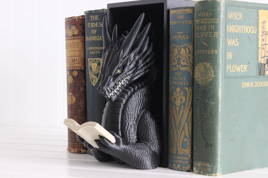 Dragon Book Nook, Dragon Reading, Bookshelf Decor, 3D Print