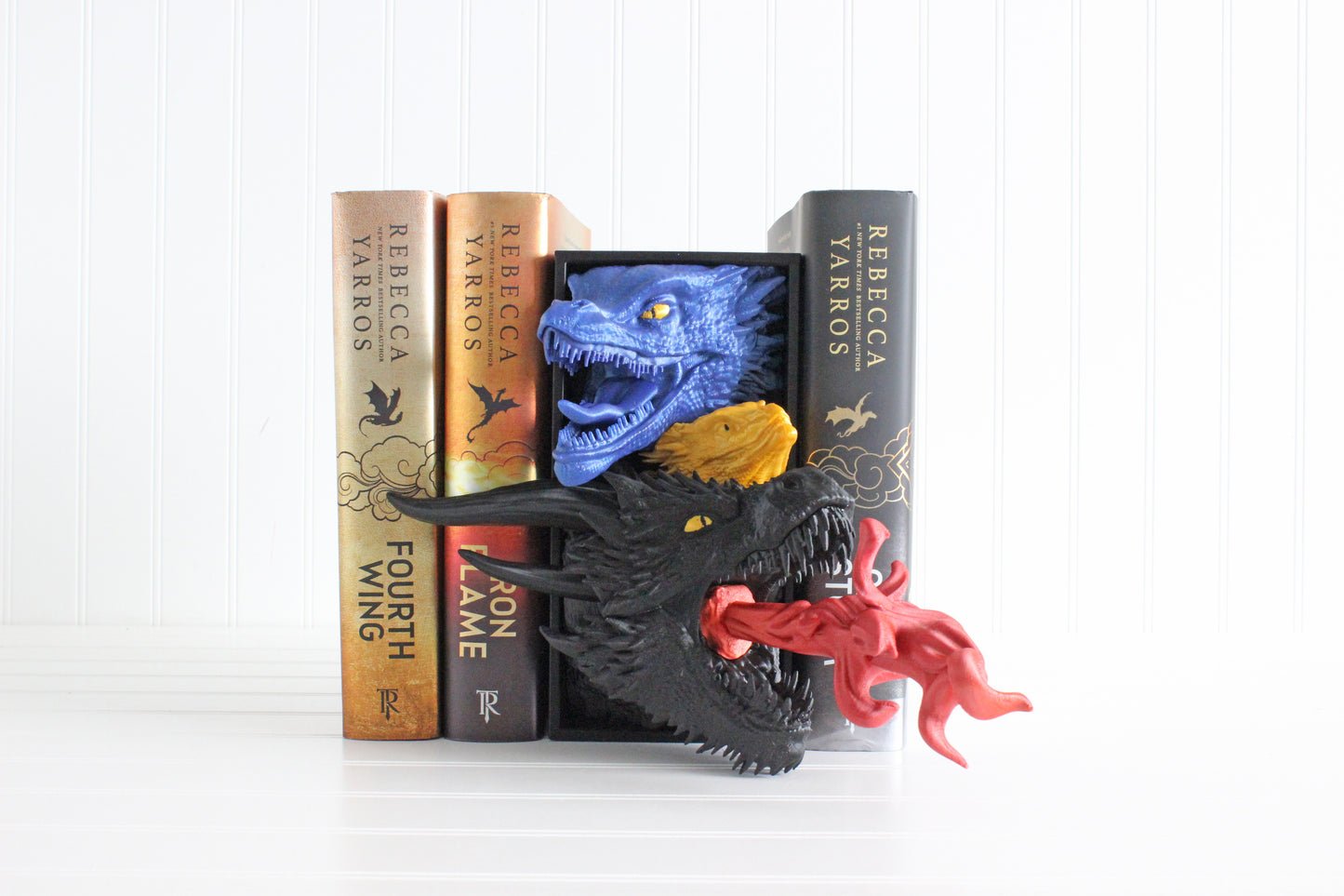 Dragon Book Nook, Dragon Bookshelf Decor, 3D Print, 3 Dragon Heads