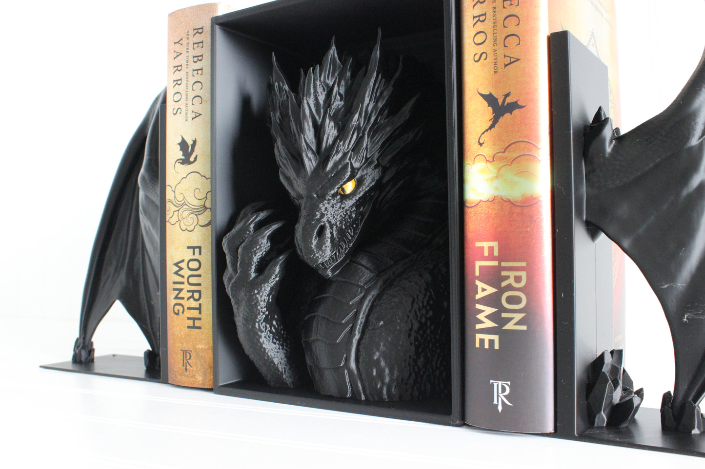Dragon with Wings Bookends, Dragon Bookshelf Decor 3D Print