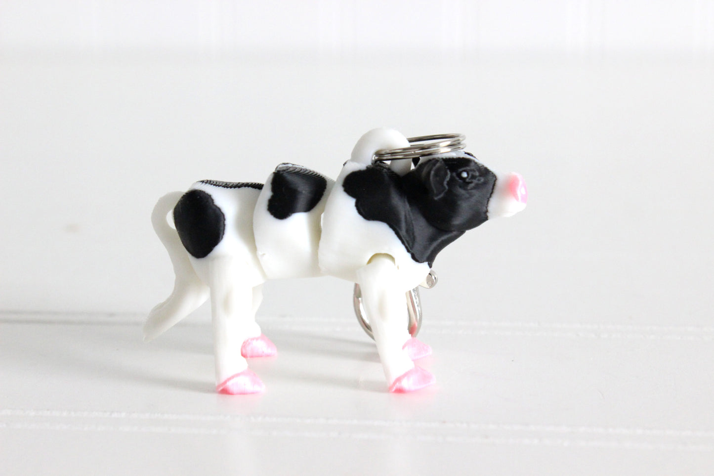 Black and White Cow Keychain - Animal Keychain for Car Keys, Backpacks, and Purses
