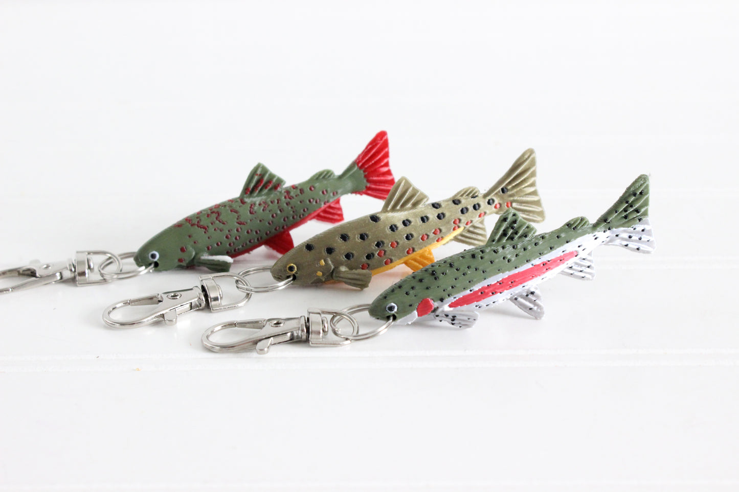 Fish Keychain - Trout Rainbow, Brown, Brook - Animal Keychain - Fisherman