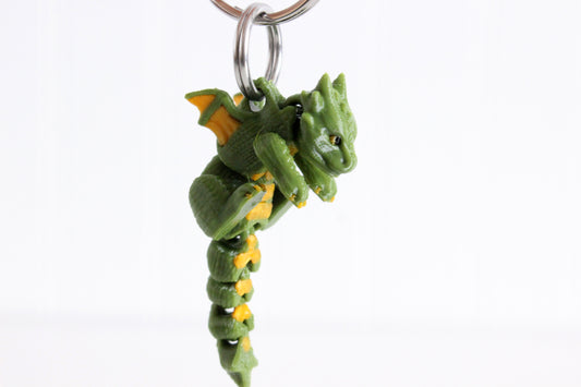 Green Dragon Keychain - Mini Dragon Keychain for Car Keys, Backpacks, and Purses