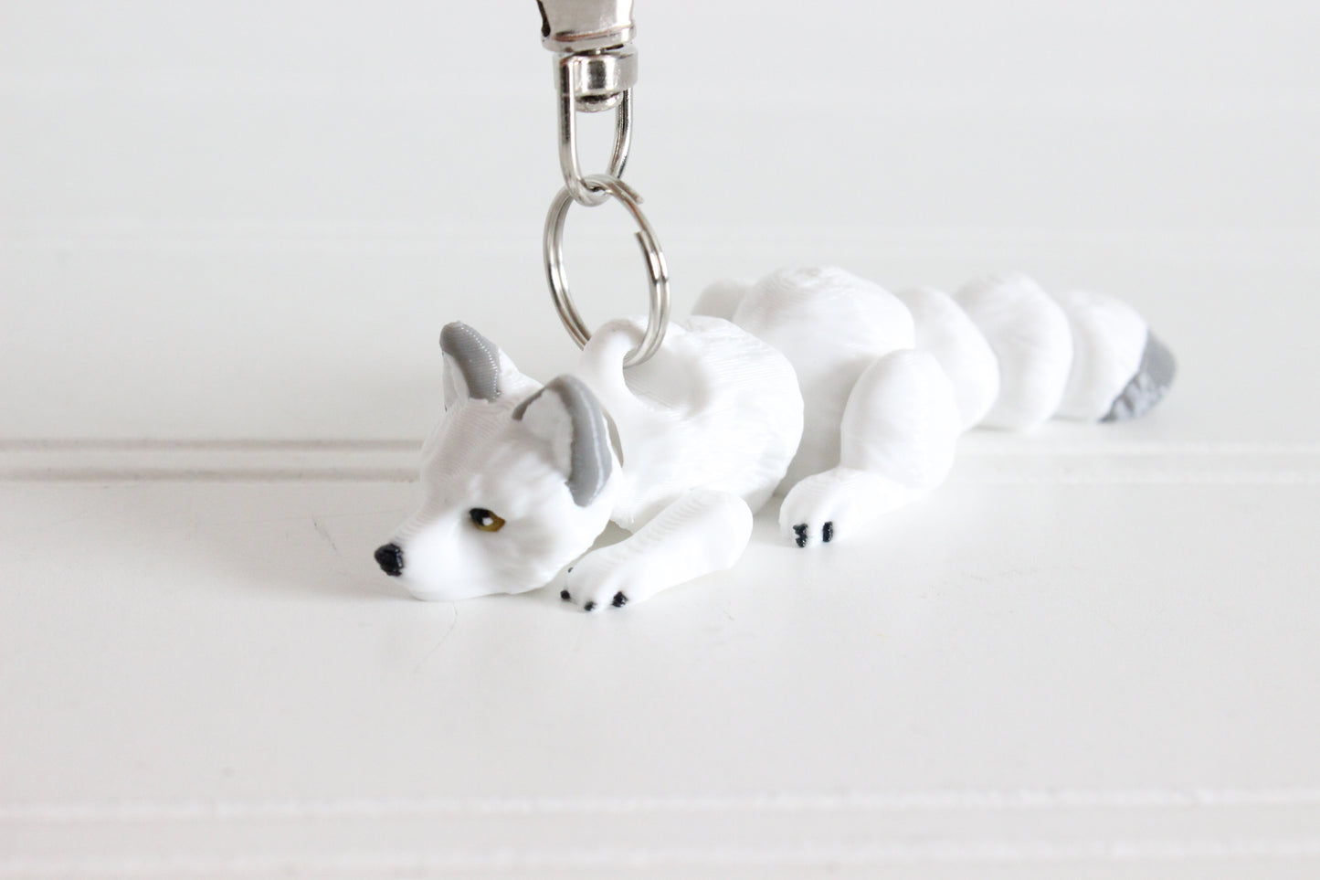 Arctic Fox Keychain - Critter Keychain for Car Keys, Backpacks, and Purses