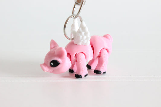 Flying Pig Keychain - Critter Keychain for Car Keys, Backpacks, and Purses