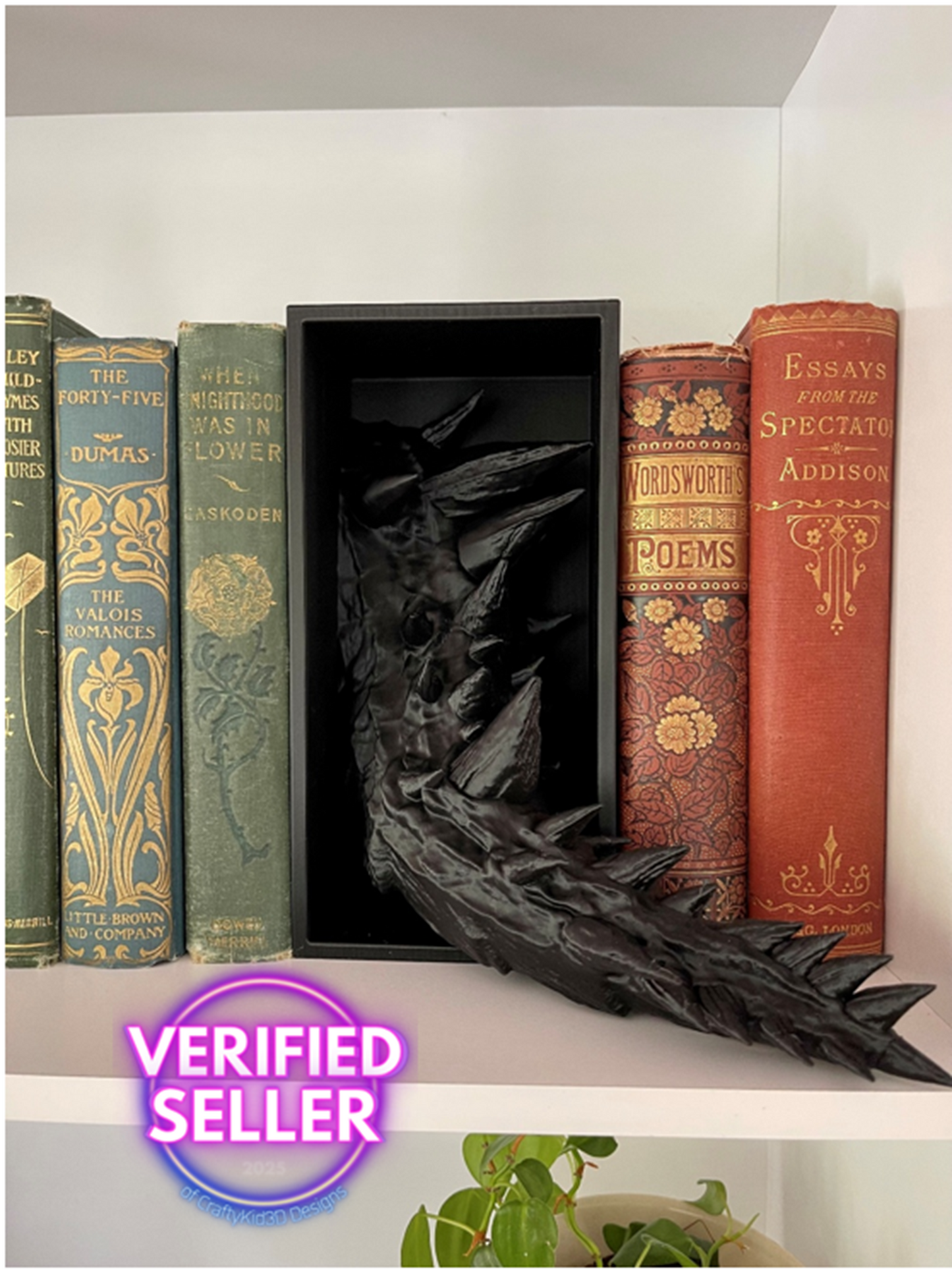 Dragon Head Open Mouth ONLY, Dragon Book Nook, Bookshelf Decor, 3D Print
