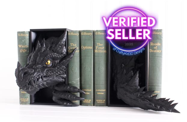 Dragon Book Nook, Dragon Head ONLY with Colored Spikes, Teeth, and Claws, Bookshelf Decor, 3D Print, Bookish
