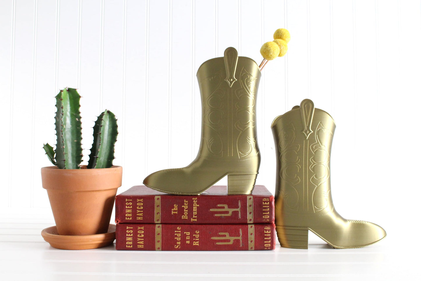 Cowboy Boot Figurine, Country Western Home Decor, Gifts for Cowgirls, Boot Vase