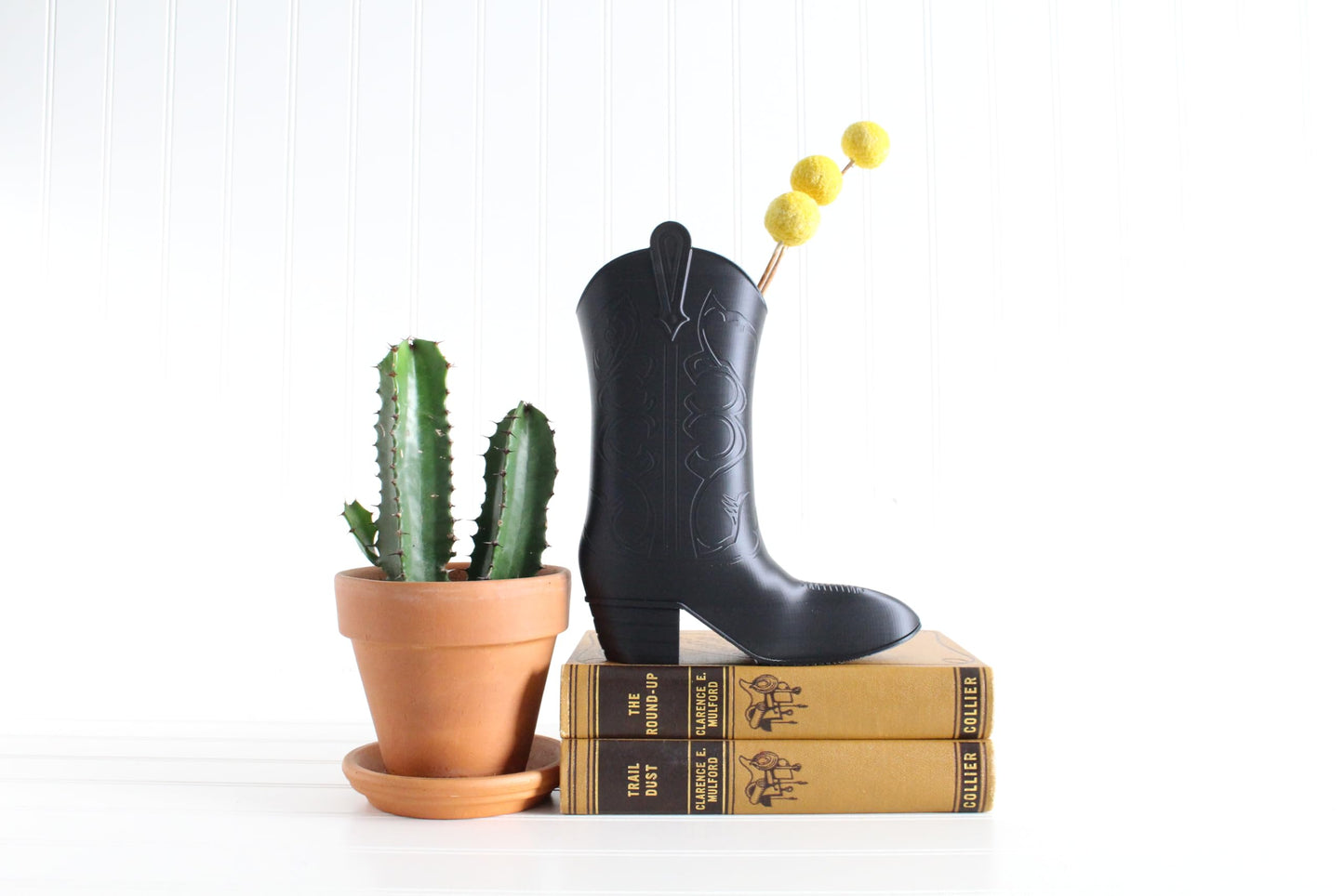 Cowboy Boot Figurine, Country Western Home Decor, Gifts for Cowgirls, Boot Vase