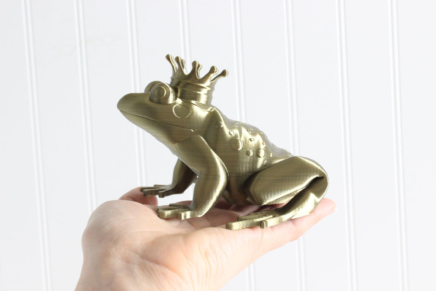 Frog Prince Figurine, Frog King with Crown, Fairytale Nursery Decor